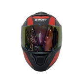 Sway 912 Full Face İridyum Vizör Çene Açılır Motosiklet Kaskı M Beden C1 Red + 1 Şeffaf Vizör Hediyeli - 8