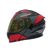 Sway 912 Full Face İridyum Vizör Çene Açılır Motosiklet Kaskı M Beden C1 Red + 1 Şeffaf Vizör Hediyeli - 9