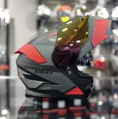 Sway 912 Full Face İridyum Vizör Çene Açılır Motosiklet Kaskı M Beden C1 Red + 1 Şeffaf Vizör Hediyeli - 2