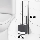 Porsima 2027 Pratik Temizlik Tuvalet Fırçalığı Banyo Tuvalet Fırçası Wc Klozet Fırçası - Antrasit Beyaz - 7
