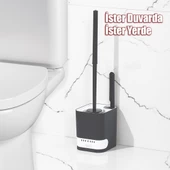 Porsima 2027 Pratik Temizlik Tuvalet Fırçalığı Banyo Tuvalet Fırçası Wc Klozet Fırçası - Antrasit Beyaz - 4