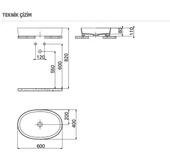 Creavit LP160 Loop Oval Çanak Lavabo 40x60 cm - 2