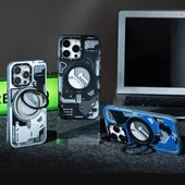 Youngkit Apple iPhone 15 Pro Kılıf Magsafe Şarj Özellikli Youngkit 360° Standlı Starship Serisi Kapak thumbnail 12