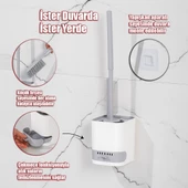 Porsima 2026 Pratik Temizlik Tuvalet Fırçalığı Banyo Tuvalet Fırçası Wc Klozet Fırçası -Gri Beyaz - 1