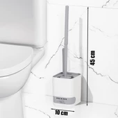 Porsima 2026 Pratik Temizlik Tuvalet Fırçalığı Banyo Tuvalet Fırçası Wc Klozet Fırçası -Gri Beyaz - 6