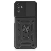 Smody Samsung Galaxy A14 4G İle Uyumlu Kılıf Kamera Korumalı Sürgülü Yüzüklü Standlı Tank - 3