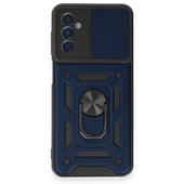 Smody Samsung Galaxy A14 4G İle Uyumlu Kılıf Kamera Korumalı Sürgülü Yüzüklü Standlı Tank - 2