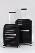 Kırılmaz Polipropilen 2'li Valiz Seti Orta Boy - Kabin Boy Siyah BNT1000 thumbnail 1