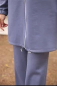 Fermuarlı Kapşonlu Sade İkili Tesettür Eşofman Takımı - 71229.006 - İndigo thumbnail 8