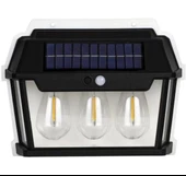 Wellhise 618-3 Üçlü Solar Rustik Duvar Apliği Güneş Enerjili Sensörlü Solar Aplik - 1