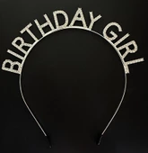 Gümüş Kristal Taşlı Birthday Girl Doğum Günü Tacı İthal Ürün A Kalite 17x16 cm - 1