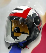 Sway 814 Cool Cat Yarı Camlı Şeffaf Vizörlü Çocuk Bisiklet Motosiklet Scooter Kaskı S Beden White - 2