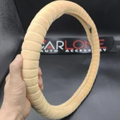 Tay Tüyü Peluş Geçme Direksiyon Kılıfı-Spor Görünüm-Bej-İç 32-Dış 38cm - 1