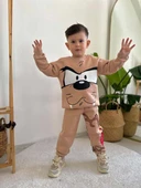 ERKEK ÇOCUK TAZMANYA MODELLİ 3 İPLİK ŞARDONLU KALIN KIŞLIK EŞOFMAN TAKIMI - 1