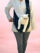 Kedi Taşıma Çantası Siyah Suni Deri Su Tutmaz Kumaş - 1