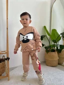 ERKEK ÇOCUK TAZMANYA MODELLİ 3 İPLİK ŞARDONLU KALIN KIŞLIK EŞOFMAN TAKIMI - 3