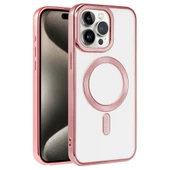 Apple iPhone 15 Pro Max Kılıf Pütür Dizayn Magsafe Şeffaf KRNS Case - 11