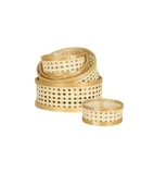 Evdema Çok Amaçlı Rattan Hazeranlı Krem 5'li Tepsi Seti AK.JJ0006 - 1