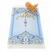 Çocuk Seccadesi Nebevi - Mavi 82×45 cm 110 gr - Tesbih Hediyeli - 1