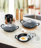 Kahramanlar Helegra 18 Parça Döküm Granit Tava ve Tencere Çeyiz Seti - 2