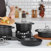 Kahramanlar Helegra 18 Parça Döküm Granit Tava ve Tencere Çeyiz Seti - 3