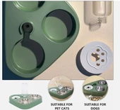 Monozone 3in1 Kedi Köpek Mama Su Kabı Paslanmaz Çelik Mama Kabı Tas Suluk Evcil Hayvan Kasesi(Yeşil) - 4