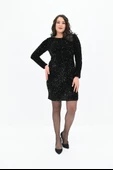 Kadın Uzun Kollu Pullu Payetli Elbise 5290-25 - 5