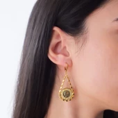 BZ Altın Kaplama Çeyrekli Arpa Model Küpe - 2