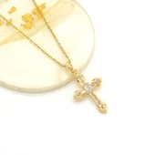 Çelik Kolye - Haç Kolye Altın Kaplama KLY-638 thumbnail 2