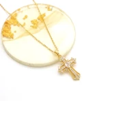 Çelik Kolye - Haç Kolye Altın Kaplama KLY-623 thumbnail 2