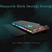 Monozone Mekanik Klavye Mouse Seti Kablolu Klavye 2.4G Mouse RGB Bilek Desteği Daktilo Klavye Retro - 9