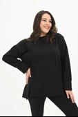 Kadın Büyük Beden Oversize Yırtmaç Detaylı Sweatshirt 1865-25 - 4