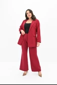 Kadın Büyük Beden Geniş Paça Ceket Pantolon Takım 9008-25 - 8