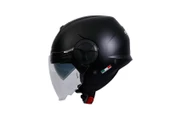Sway 737 Şeffaf Vizörlü Güneş Gözlüklü Yarım Motosiklet Scooter Kaskı S Beden Mat Black - 3