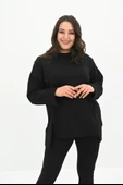 Kadın Büyük Beden Oversize Yırtmaç Detaylı Sweatshirt 1865-25 - 2