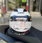 Sway 766 Geko Güneş Gözlüklü Yarım Motosiklet Kaskı 2XL Beden Gloss White thumbnail 4