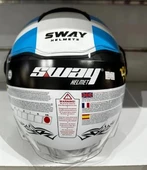 Sway 737 Şeffaf Vizörlü Güneş Gözlüklü Yarım Motosiklet Scooter Kaskı 2XL Beden Double With Blue Red - 3