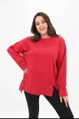 Kadın Büyük Beden Oversize Yırtmaç Detaylı Sweatshirt 1865-25 - 8