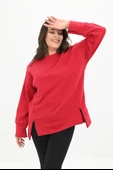 Kadın Büyük Beden Oversize Yırtmaç Detaylı Sweatshirt 1865-25 - 10