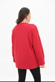 Kadın Büyük Beden Oversize Yırtmaç Detaylı Sweatshirt 1865-25 - 12