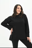 Kadın Büyük Beden Oversize Yırtmaç Detaylı Sweatshirt 1865-25 - 4