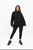 Kadın Büyük Beden Oversize Yırtmaç Detaylı Sweatshirt 1865-25 - 3