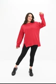 Kadın Büyük Beden Oversize Yırtmaç Detaylı Sweatshirt 1865-25 - 9