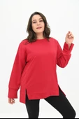 Kadın Büyük Beden Oversize Yırtmaç Detaylı Sweatshirt 1865-25 - 11