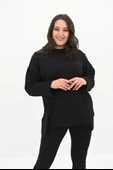 Kadın Büyük Beden Oversize Yırtmaç Detaylı Sweatshirt 1865-25 - 1