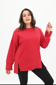 Kadın Büyük Beden Oversize Yırtmaç Detaylı Sweatshirt 1865-25 - 11