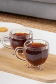 Porsima 15719 Ayaklı Kulplu Boncuk Desenli 4'lü Cam Bardak - Kulplu Çay Kahve Bardağı - 200 Cc - 2