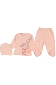 DİAMONDSTAR UNISEX 0/3 AY ZÜRAFA BASKILI ZIBIN TAKIMI - 1
