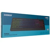 Everest FORZA Siyah Usb Rainbow Backlight Klavye Kablolu thumbnail 2