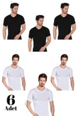 Berrak 6 Adet Erkek Elestan V Yaka Kısa Kol Badi Tişört 1027 - 3